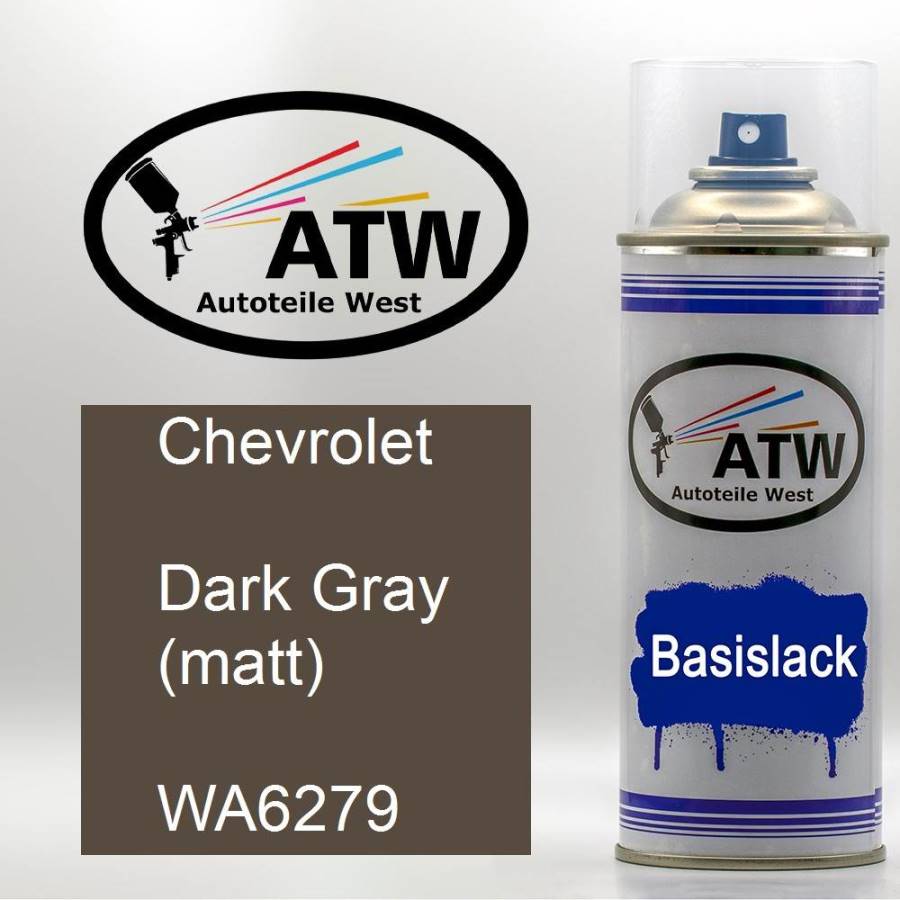 Chevrolet, Dark Gray (matt), WA6279: 400ml Sprühdose, von ATW Autoteile West.